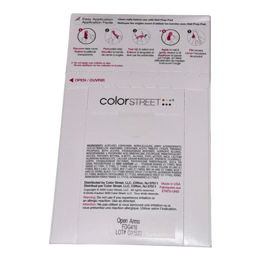 Color Street OPEN ARMS Adoption & Foster Awareness White Shimmer Multicolor - Picture 4 of 7